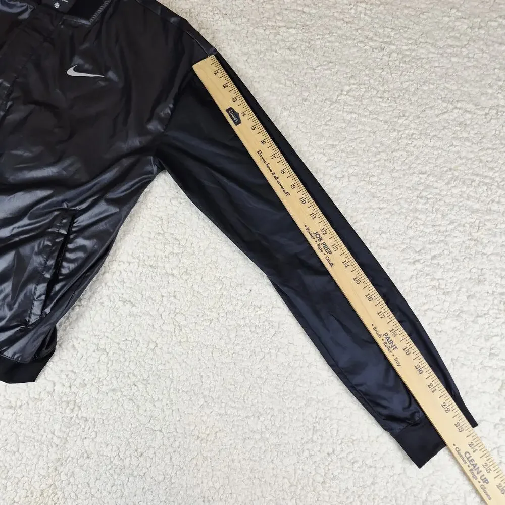 Nike Running Women’s Bomber Jacket Black Reflective Logo Lightweight Zip Size M